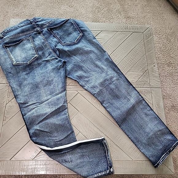 Argonaut Nation Jeans Slim Stretch Distressed Blue Denim - Picture 6 of 10